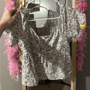 blue and green floral blouse size medium